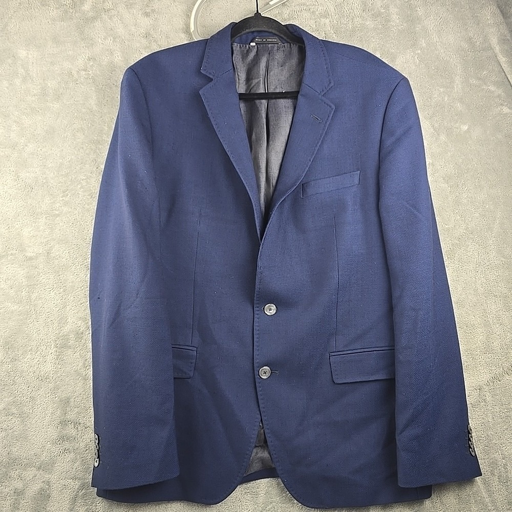 Hugo Boss Blazer Men's 44R Navy Blue 100% Wool Lanificio Tesse Biella‎ Stretch